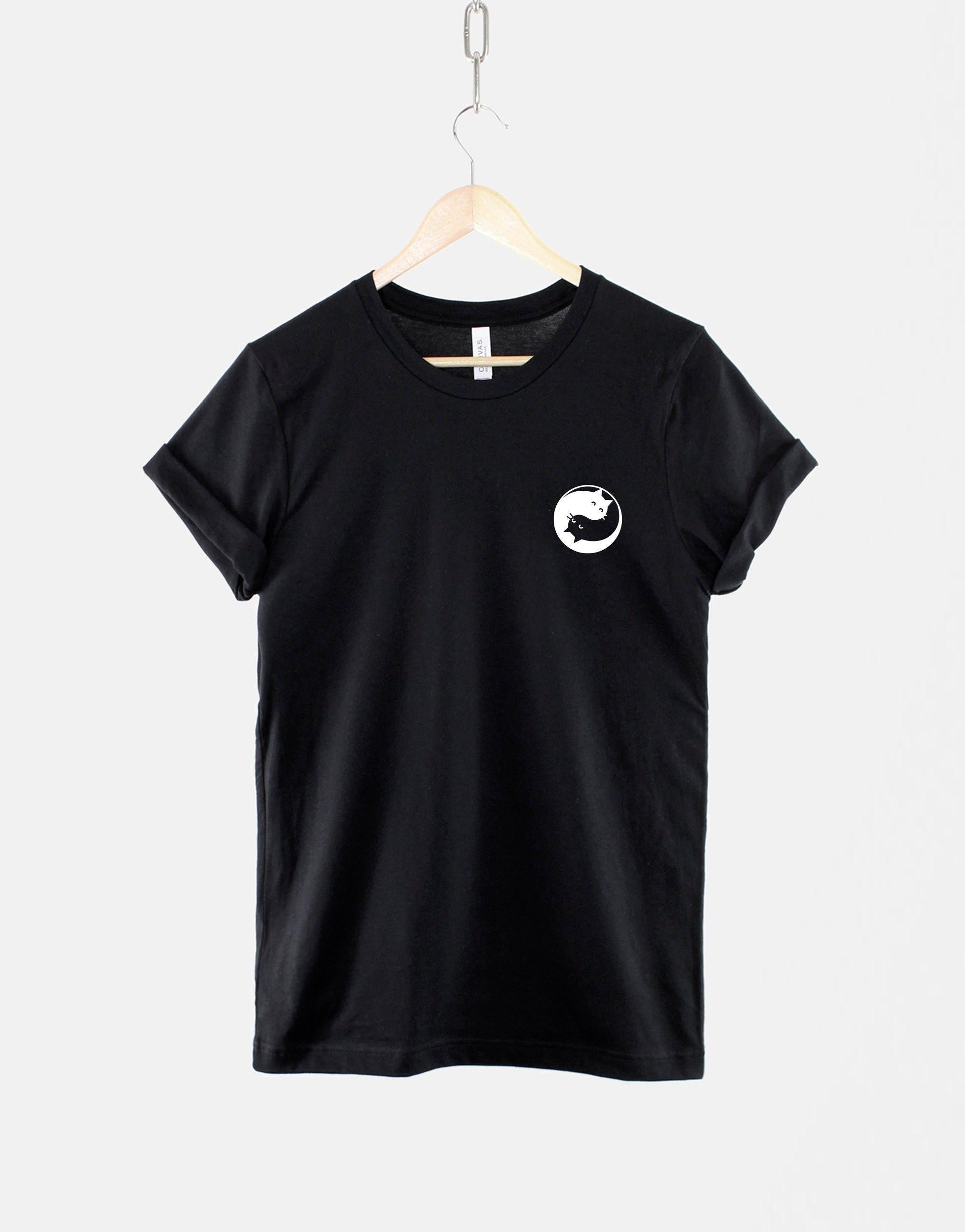 Yin Yang Cats Zen Cat Pocket Tee Black White Unisex T-shirt, Sweatshirt, Hoodie - T-Shirt, Sweatshirt, Hoodie