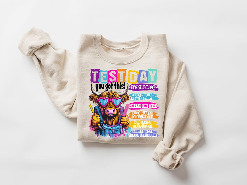 Teacher Testing Cow Teacher State Testing Teacher Life Tee Testing Day Team Sweater Test Day - T-Shirt, Sweatshirt, Hoodie