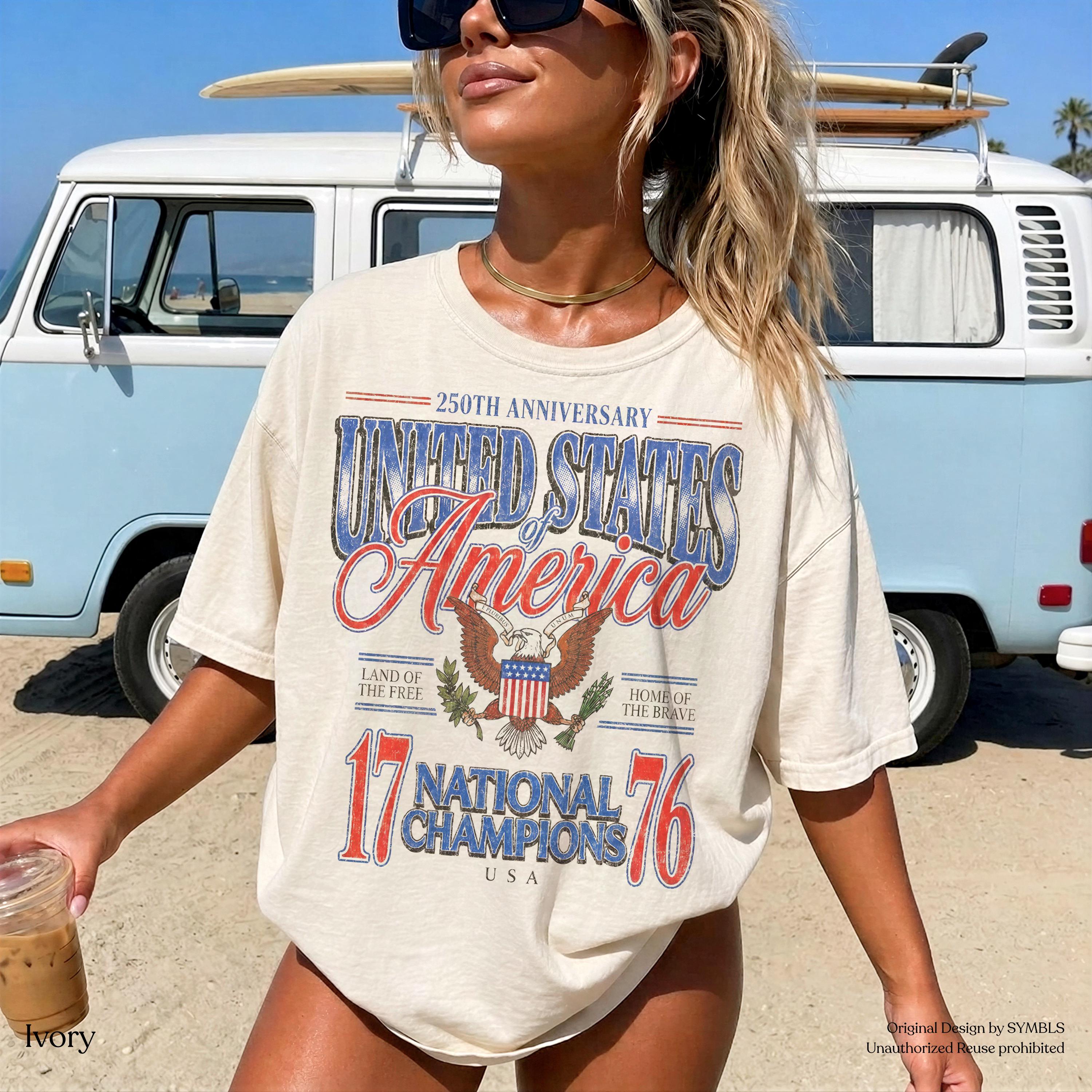 July 4th 1776 National Champions America 250th Anniversary Oversized Tee Distressed Americana - T-Shirt, Sweatshirt, Hoodie