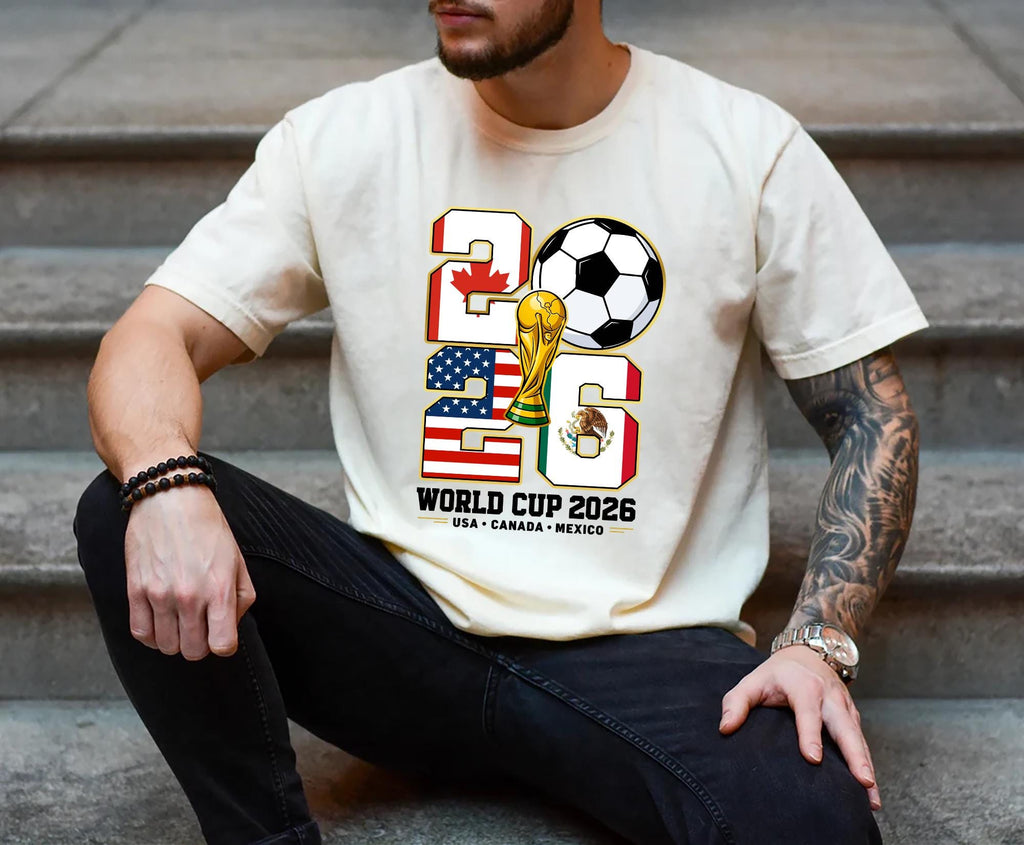 World Soccer 2026 Soccer Host Cities Usa Canada Mexico Soccer Fan Tee - T-Shirt, Sweatshirt, Hoodie
