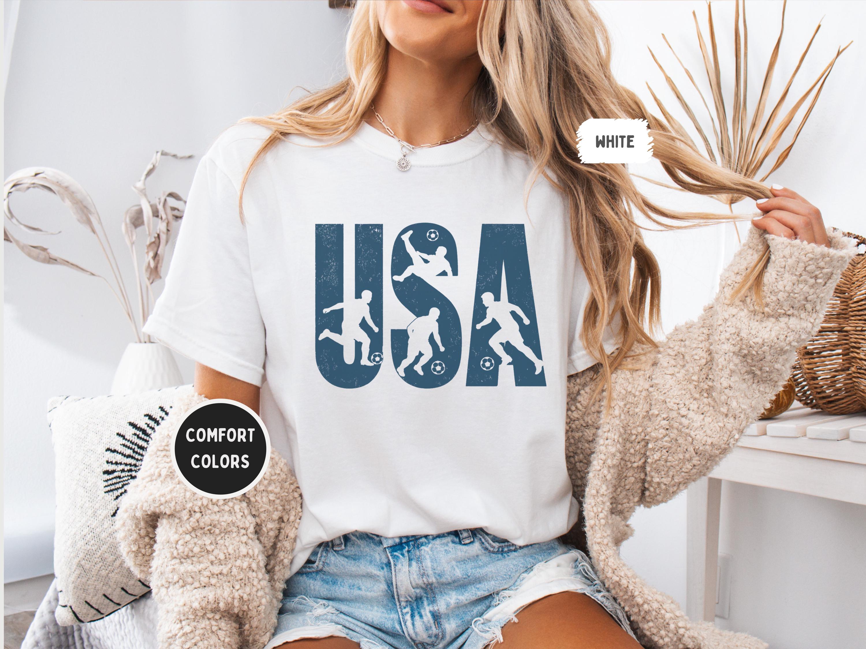 Usa Soccer Comfort Colors Patriotic World Football Fan Tee Cup Soccer Lover - T-Shirt, Sweatshirt, Hoodie