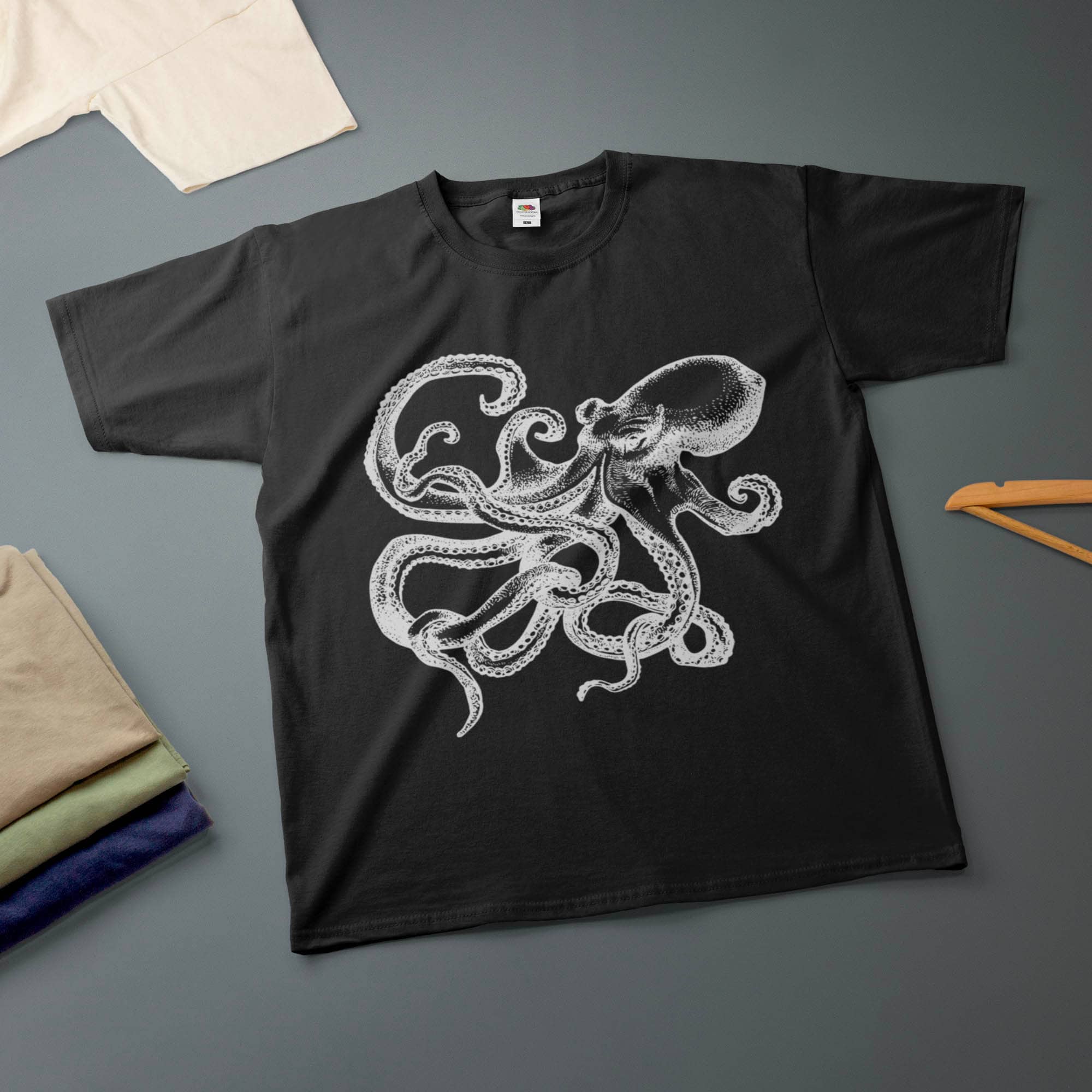 Octopus Ink Drawing Kraken Various Sizes Colours Tee Unisex T-shirt, Sweatshirt, Hoodie - T-Shirt, Sweatshirt, Hoodie
