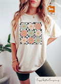 Retro Checkered Flower Retro Flowers Comfort Summer Boho Flower Boho Hippie Tee Summer - T-Shirt, Sweatshirt, Hoodie
