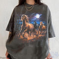 Wild Horses Vintage 90s Retro Moonlit Running Horse Tee - T-Shirt, Sweatshirt, Hoodie