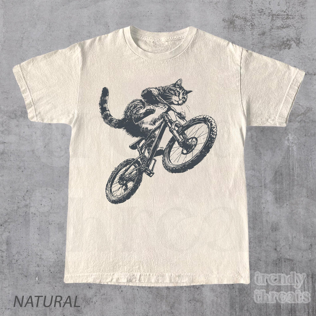 Cat Riding Bicycle Kitten Cat Lover Tee Bikers Cat Parents - T-Shirt, Sweatshirt, Hoodie