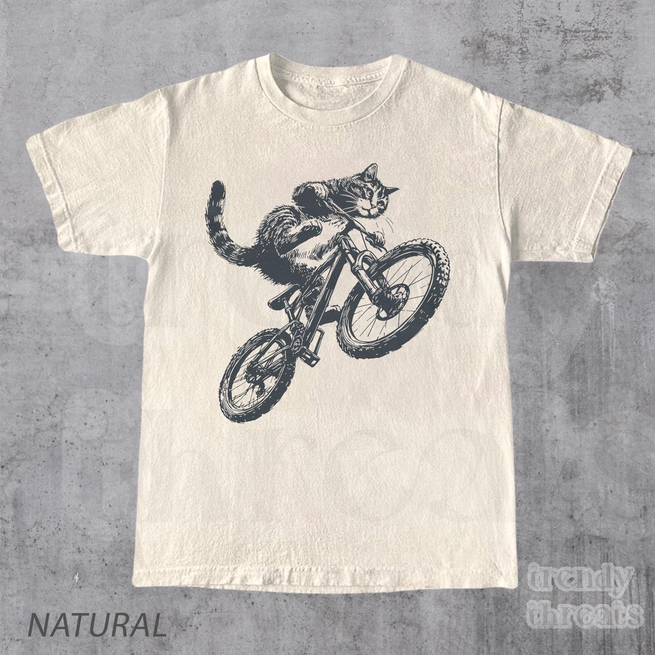 Cat Riding Bicycle Kitten Cat Lover Tee Bikers Cat Parents - T-Shirt, Sweatshirt, Hoodie