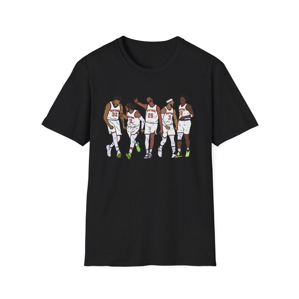 Knicks Starting Five Team York Art Squad Goals White Tee Softstyle Black Champs East - T-Shirt, Sweatshirt, Hoodie