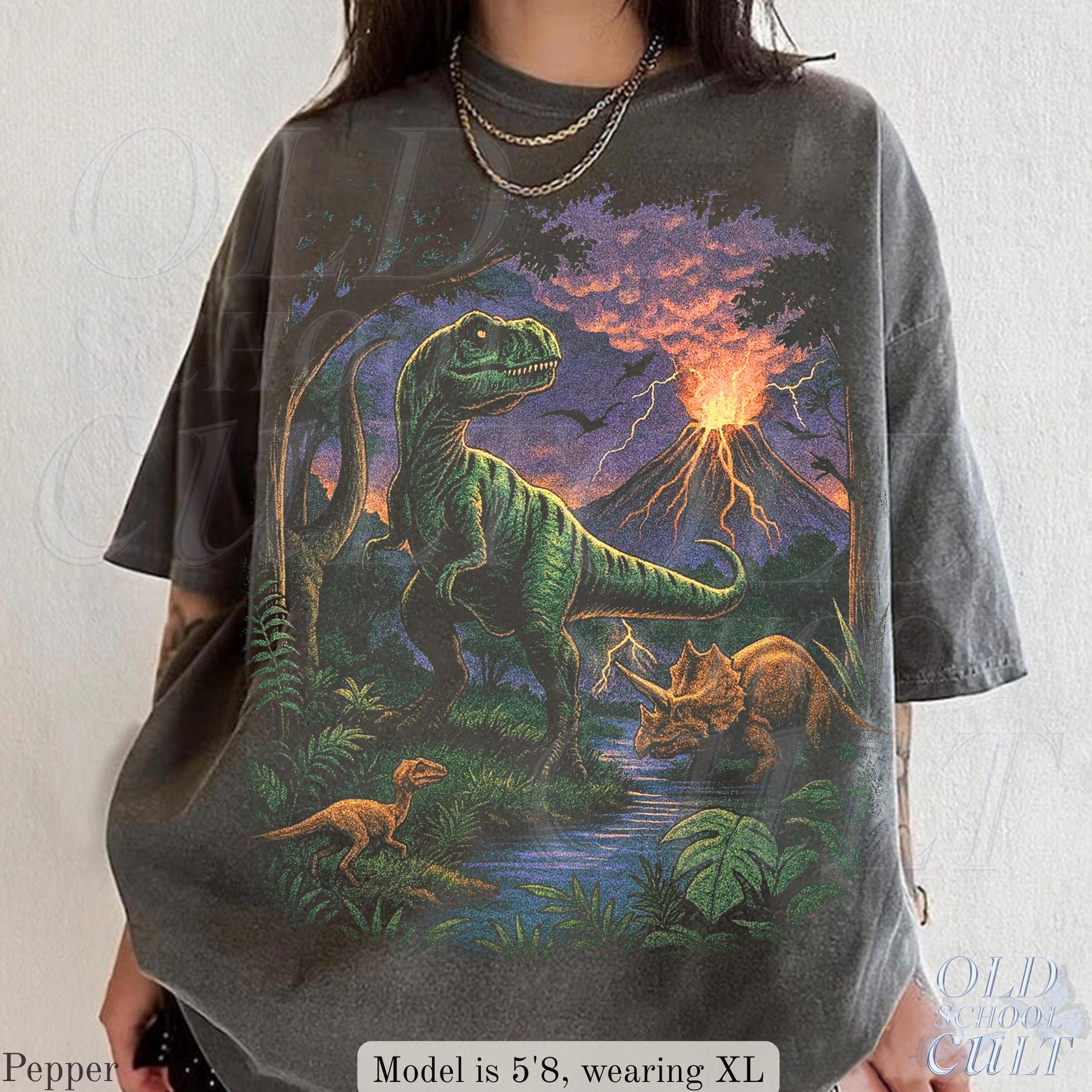 Vintage Jurassic Dinosaur 90s Retro T-Rex Triceratops 90s Prehistoric Dino Nostalgia Nature - T-Shirt, Sweatshirt, Hoodie