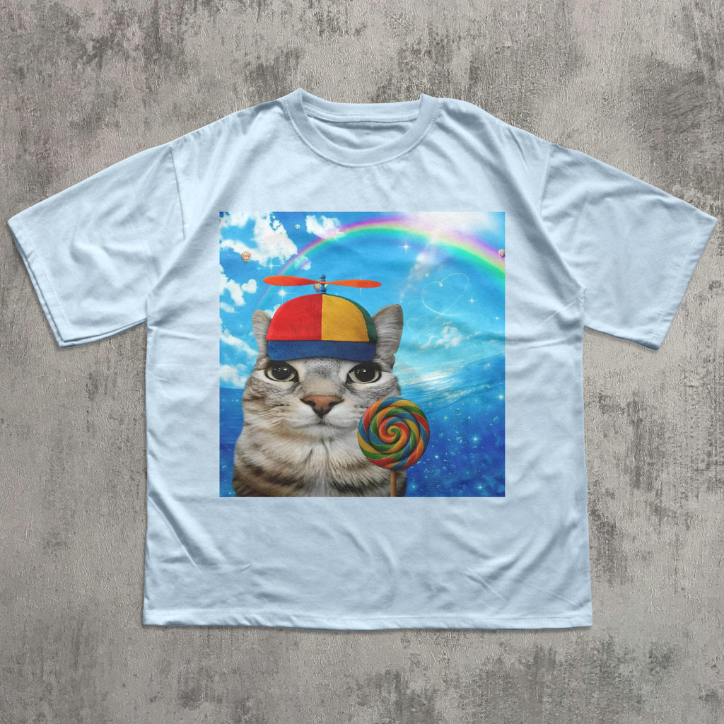 Happy Cat Dreamcore Cats Brainrot Meme Tee Silly Kitten Tee Cat Lover Weird Tees Gen Humor - T-Shirt, Sweatshirt, Hoodie