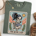 Quail Lady Skeleton Holding Quail Tee Bird Mom Quail Lover Halloween Bird Spooky Quail Owner Tee - T-Shirt, Sweatshirt, Hoodie