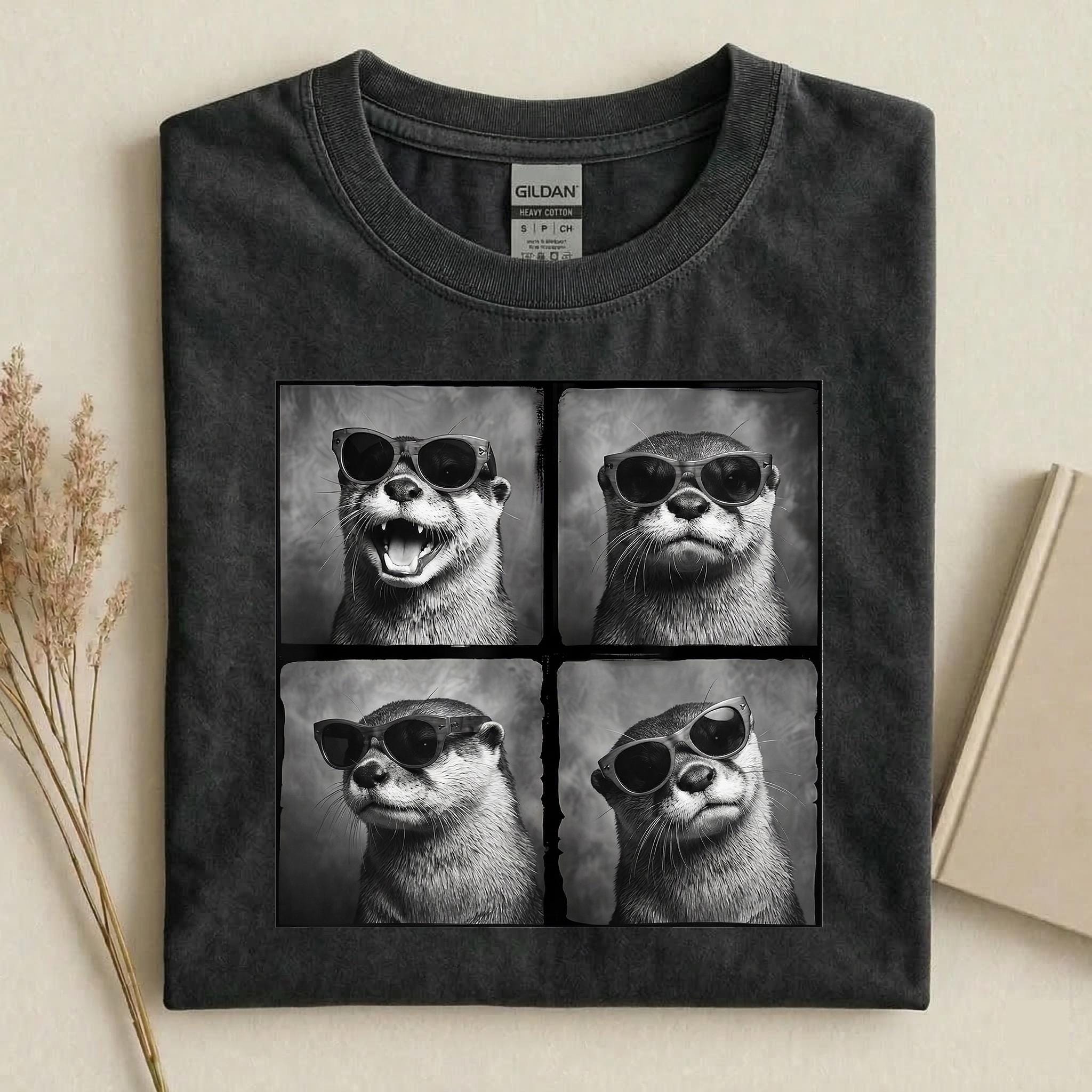 Otter Sunglasses Otter Animal Black White Otter Wildlife Streetwear - T-Shirt, Sweatshirt, Hoodie