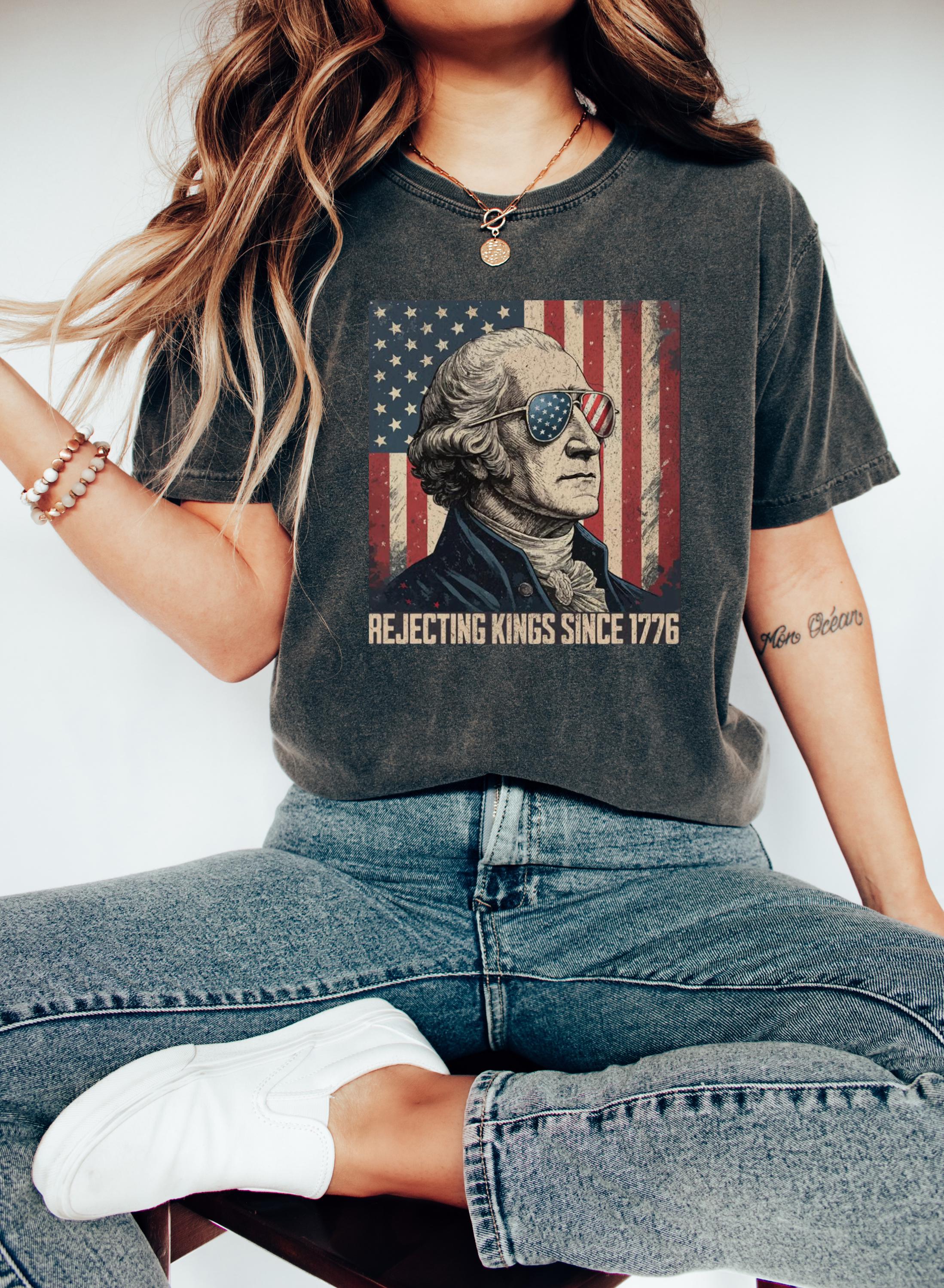Rejecting Kings Since 1776 Protes Anti-Maga Anti Fascist Democracy Democrats 4th July - T-Shirt, Sweatshirt, Hoodie
