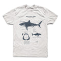 White Shark Anatomy Hand-Drawn Biology Diagram Screen Printed Ringspun - T-Shirt, Sweatshirt, Hoodie