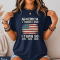 Custom America Turns 250 Turn 50 Birthday Patriotic Usa 1776-2026 Tee 50th Milestone Birthday - T-Shirt, Sweatshirt, Hoodie