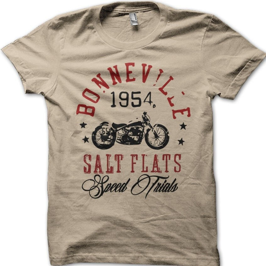 Boneville Salt Flats 1954 Speed Trials Motorcycle Racer Biker Vintage Old Indian 7001 - T-Shirt, Sweatshirt, Hoodie