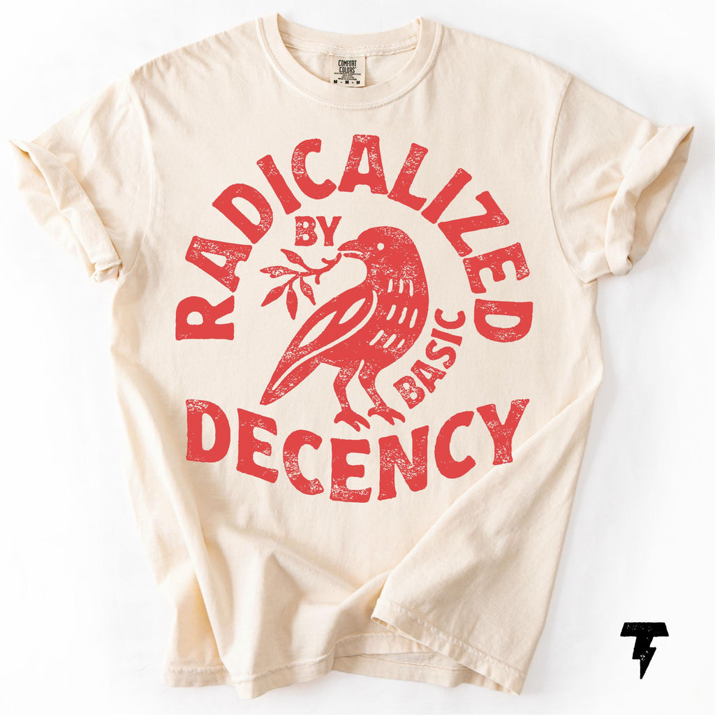 Radicalized Basic Decency Comfort Colors Activist Tee Unisex T-shirt, Sweatshirt, Hoodie - T-Shirt, Sweatshirt, Hoodie