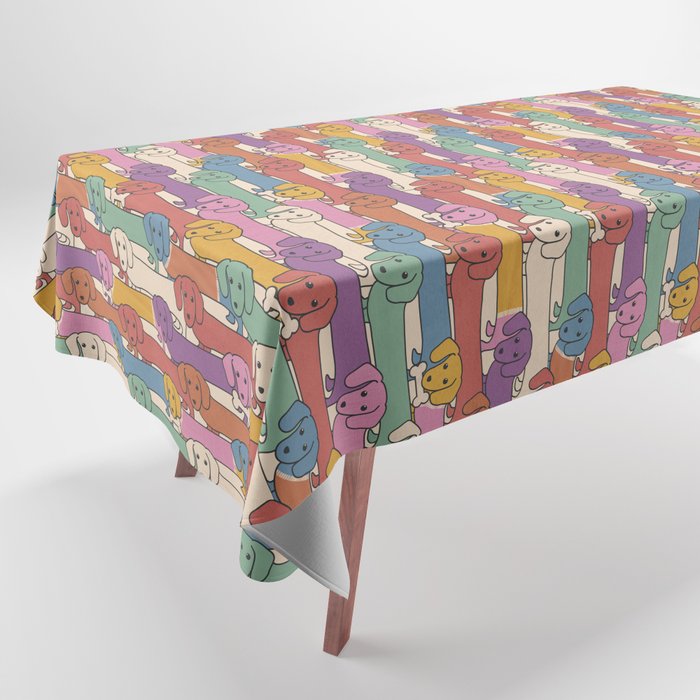 Retro Rainbow Funny Dachshunds Tablecloth Gallery Image 1 Unisex T-shirt, Sweatshirt, Hoodie, Long Sleeve Tee - T-Shirt, Sweatshirt, Hoodie