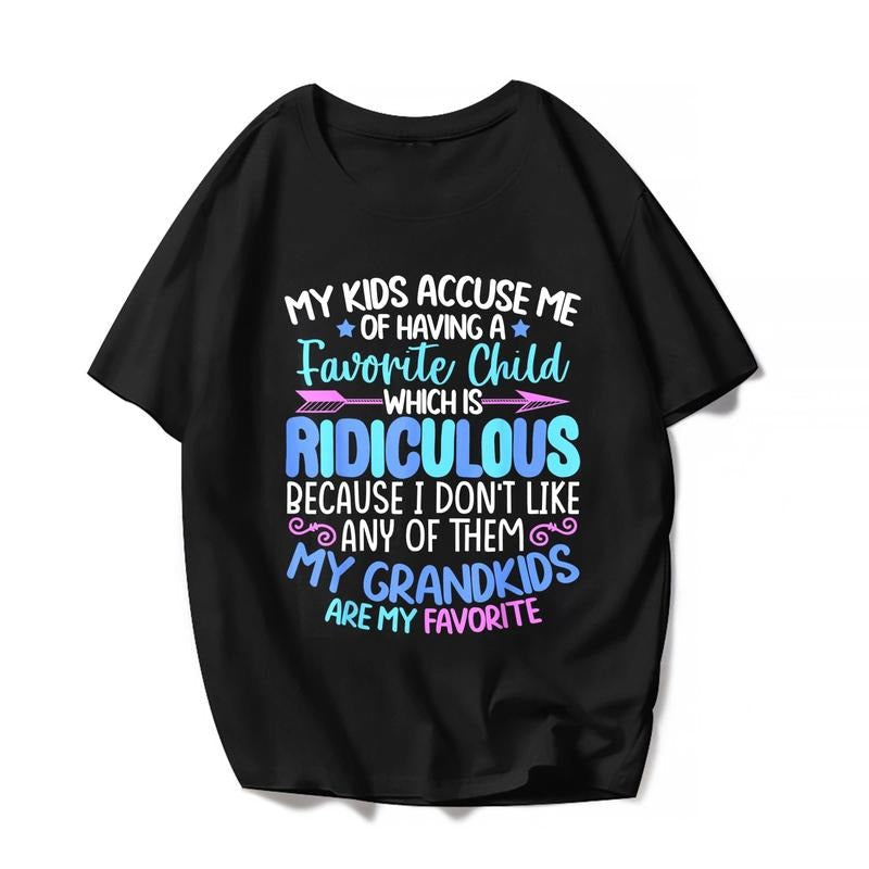 [100% Cotton] Any Them My Grandkids Are My Favorite Grandma Funny Nana Casual Cute Graphics Shirts Tops Black T-Shirts, Hoodie, Sweatshirt - T-Shirt, Sweatshirt, Hoodie