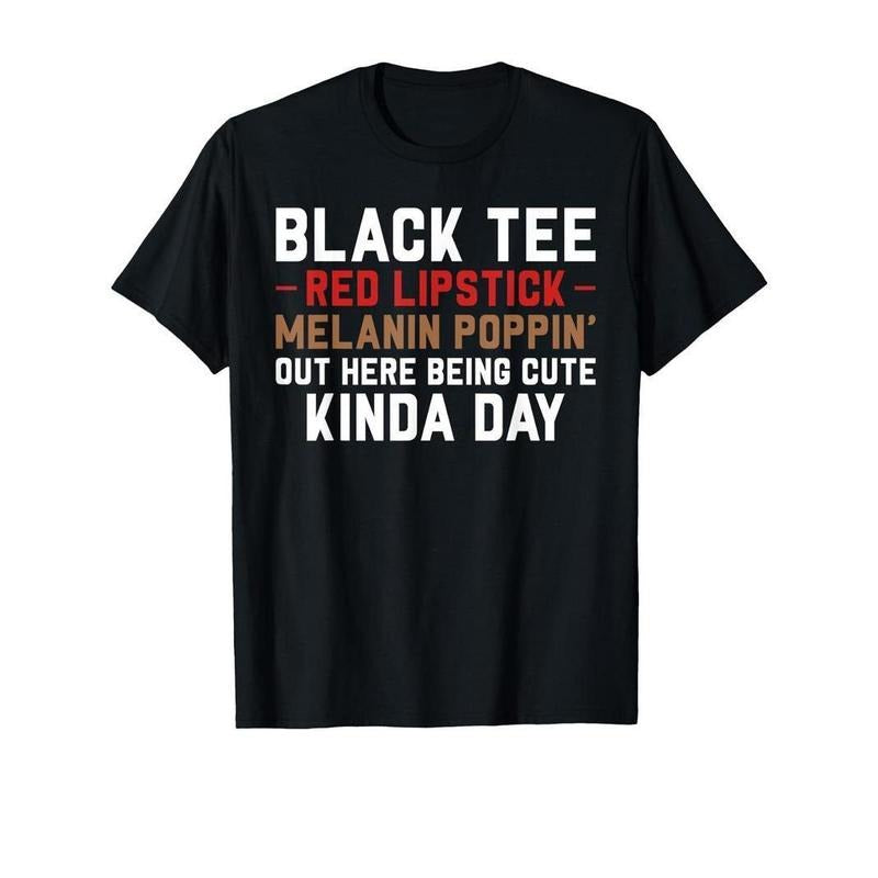 [100% Cotton] Black Red Lipstick Melanin Brown Skin Black History T-Shirts, Hoodie, Sweatshirt - T-Shirt, Sweatshirt, Hoodie