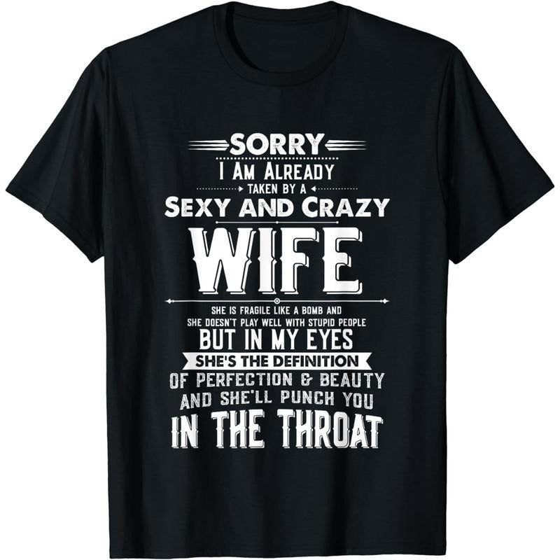 [100% Cotton] Cotton Short Sleeve Husband Boyfriend Taken Sexy Crazy Wife T-Shirts, Hoodie, Sweatshirt - T-Shirt, Sweatshirt, Hoodie