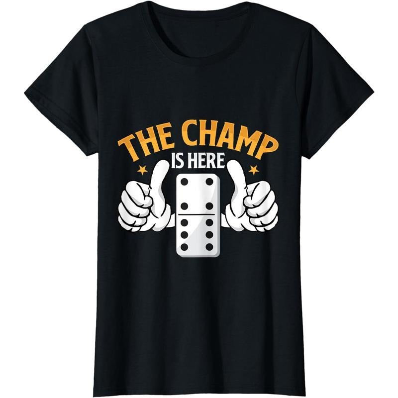 [100% Cotton] Cotton Short Sleeve Champ Is Here Dominoes King Domino Player Tile Lover T-Shirts, Hoodie, Sweatshirt - T-Shirt, Sweatshirt, Hoodie