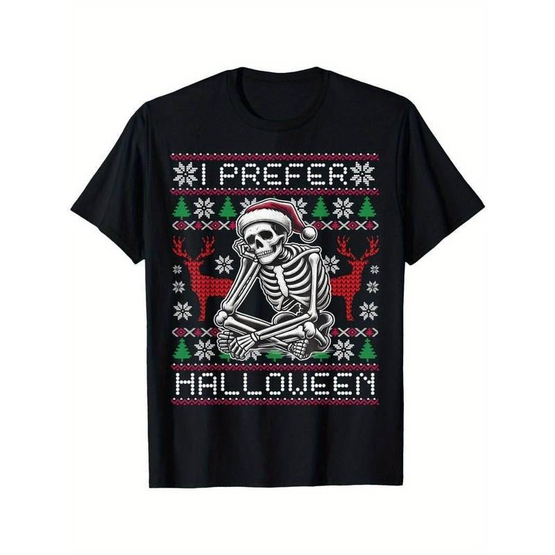 [100% Cotton] I Prefer Halloween Skeleton Funny Ugly T-Shirts, Hoodie, Sweatshirt - T-Shirt, Sweatshirt, Hoodie