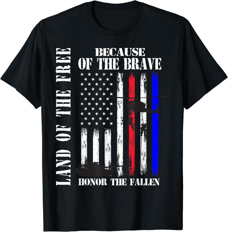 [100% Cotton] Land Free Because Brave Honor Fallen Flag T-Shirts, Hoodie, Sweatshirt - T-Shirt, Sweatshirt, Hoodie