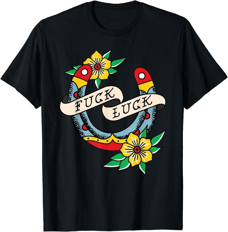 [100% Cotton] Luck Horseshoe American Traditional Tattoo Flash Alt T-Shirts, Hoodie, Sweatshirt - T-Shirt, Sweatshirt, Hoodie