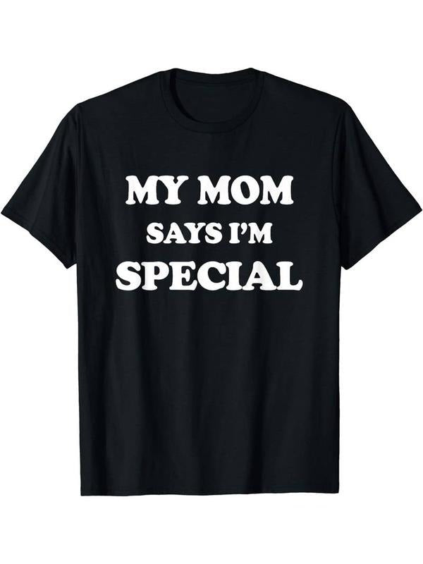 [100% Cotton] Crew Neck Comfortable Versatile Short Sleeve Humorous "My Mom Says I'M " Print T-Shirts, Hoodie, Sweatshirt - T-Shirt, Sweatshirt, Hoodie
