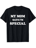 [100% Cotton] Crew Neck Comfortable Versatile Short Sleeve Humorous "My Mom Says I'M " Print T-Shirts, Hoodie, Sweatshirt - T-Shirt, Sweatshirt, Hoodie