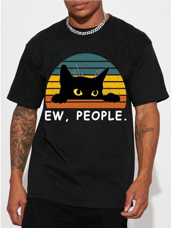 [100% Cotton] Black Cat Casual Short Sleeve Crew Neck Summer Hip Hop Comfortable Breathable Relaxed Fit T-Shirts, Hoodie, Sweatshirt - T-Shirt, Sweatshirt, Hoodie