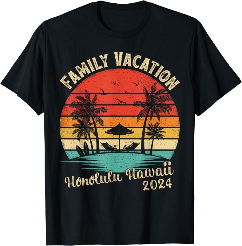 [100% Cotton] Vintage Beach Sunset Family Vacation 2024 Honolulu Hawaii T-Shirts, Hoodie, Sweatshirt - T-Shirt, Sweatshirt, Hoodie