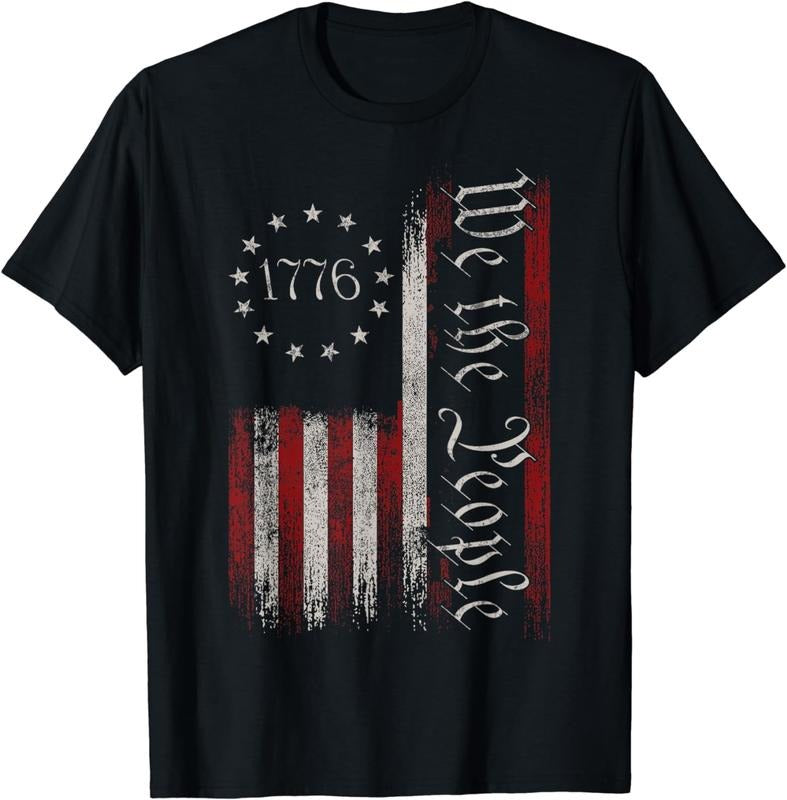 [100% Cotton] Vintage Old American Flag Patriotic 1776 We People USA T-Shirts, Hoodie, Sweatshirt - T-Shirt, Sweatshirt, Hoodie