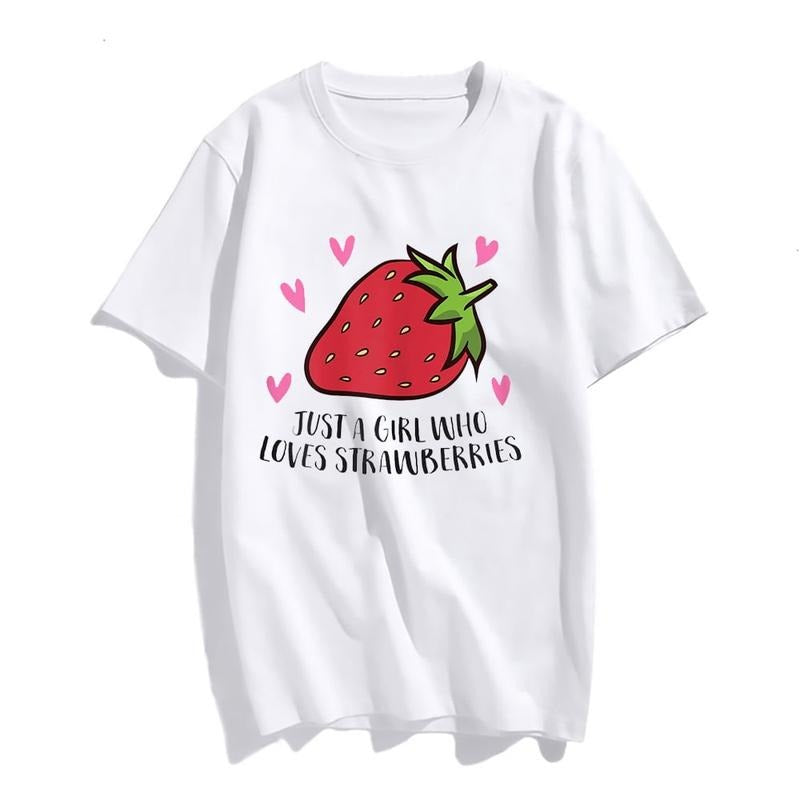 [100% Cotton] Strawberries Cute Strawberry Tops Girl Short Sleeve Casual T-Shirts, Hoodie, Sweatshirt - T-Shirt, Sweatshirt, Hoodie