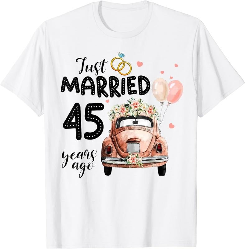 [100% Cotton]45th Wedding Anniversary Shirt Just Married 45 Years Ago T-Shirts, Hoodie, Sweatshirt - T-Shirt, Sweatshirt, Hoodie