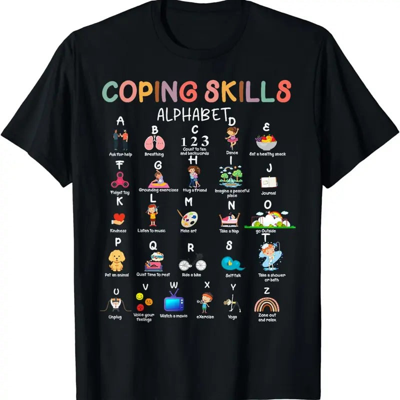 [100% Cotton]ABC Coping Skills Alphabet Self Care Mental Health Awareness T-Shirts, Hoodie, Sweatshirt - T-Shirt, Sweatshirt, Hoodie