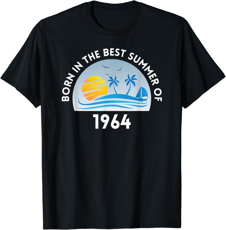 [100% Cotton]Born 1964 Party Cake Summer Sun Beach Palms Boat T-Shirts, Hoodie, Sweatshirt - T-Shirt, Sweatshirt, Hoodie