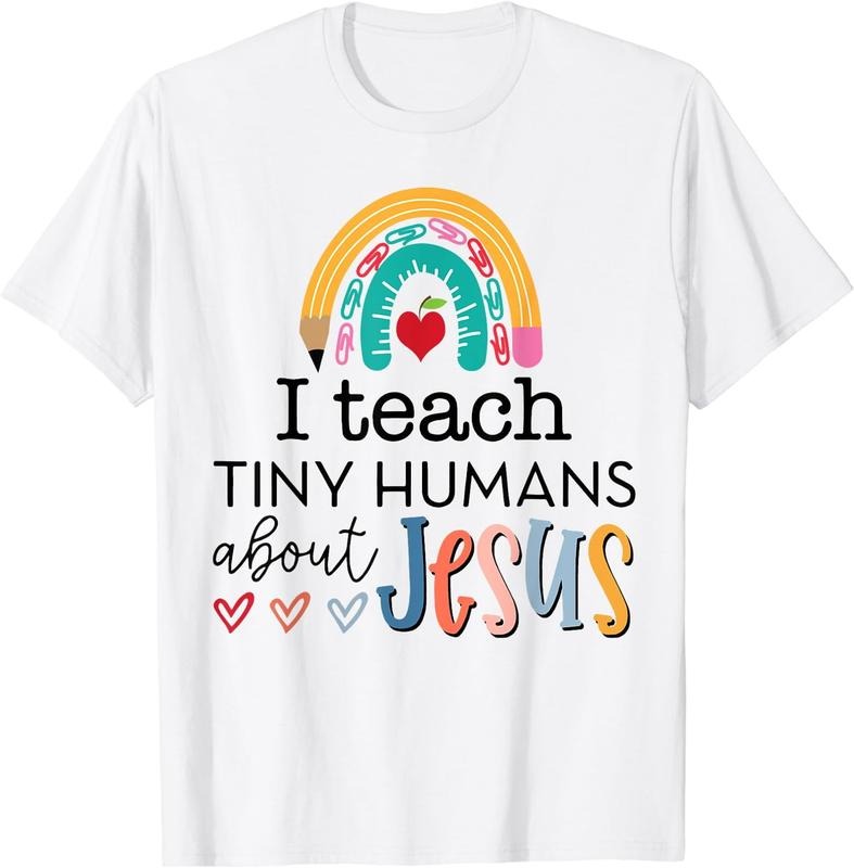[100% Cotton]Cute Rainbow Back School I Teach Tiny Humans About Jesus T-Shirts, Hoodie, Sweatshirt - T-Shirt, Sweatshirt, Hoodie