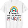 [100% Cotton]Cute Rainbow Back School I Teach Tiny Humans About Jesus T-Shirts, Hoodie, Sweatshirt - T-Shirt, Sweatshirt, Hoodie