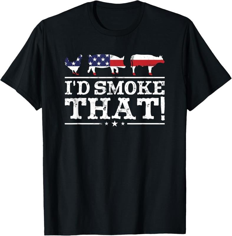 100% Cotton Funny BBQ Shirt I'D Smoke That Meat Pitmaster Grill T-Shirts, Hoodie, Sweatshirt - T-Shirt, Sweatshirt, Hoodie