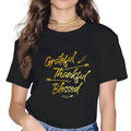 [100% Cotton]Grateful Thankful Blessed Gold Short Sleeve Casual Round Neck Thanksgiving Day T-Shirts, Hoodie, Sweatshirt - T-Shirt, Sweatshirt, Hoodie