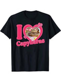 [100% Cotton]I Love Capybaras" Casual Short Sleeve Crew Neck Outfits Summer T-Shirts, Hoodie, Sweatshirt - T-Shirt, Sweatshirt, Hoodie