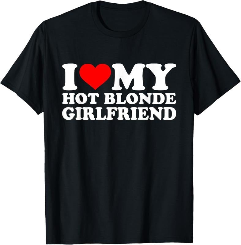 100% Cotton I Love My Hot Blonde Girlfriend Red Heart Blond Hair T-Shirts, Hoodie, Sweatshirt - T-Shirt, Sweatshirt, Hoodie