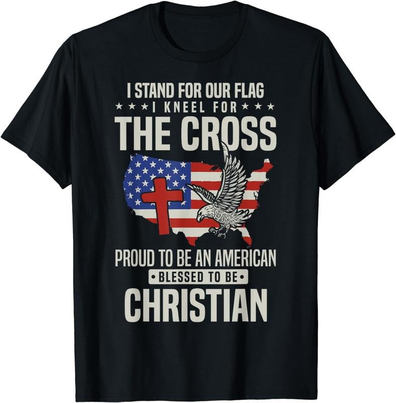 [100% Cotton]I Proudly Stand Flag Kneel Cross T-Shirts, Hoodie, Sweatshirt - T-Shirt, Sweatshirt, Hoodie