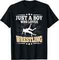 100% Cotton Just Boy Who Loves Wrestling Funny Wrestle Lover Wrestler T-Shirts, Hoodie, Sweatshirt - T-Shirt, Sweatshirt, Hoodie