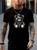 [100% Cotton] Regular Fit Cartoon Bear Print Round Neck Casual Streetwear Short Sleeve Daily Outdoor Clothes Summer T-Shirts, Hoodie, Sweatshirt - T-Shirt, Sweatshirt, Hoodie