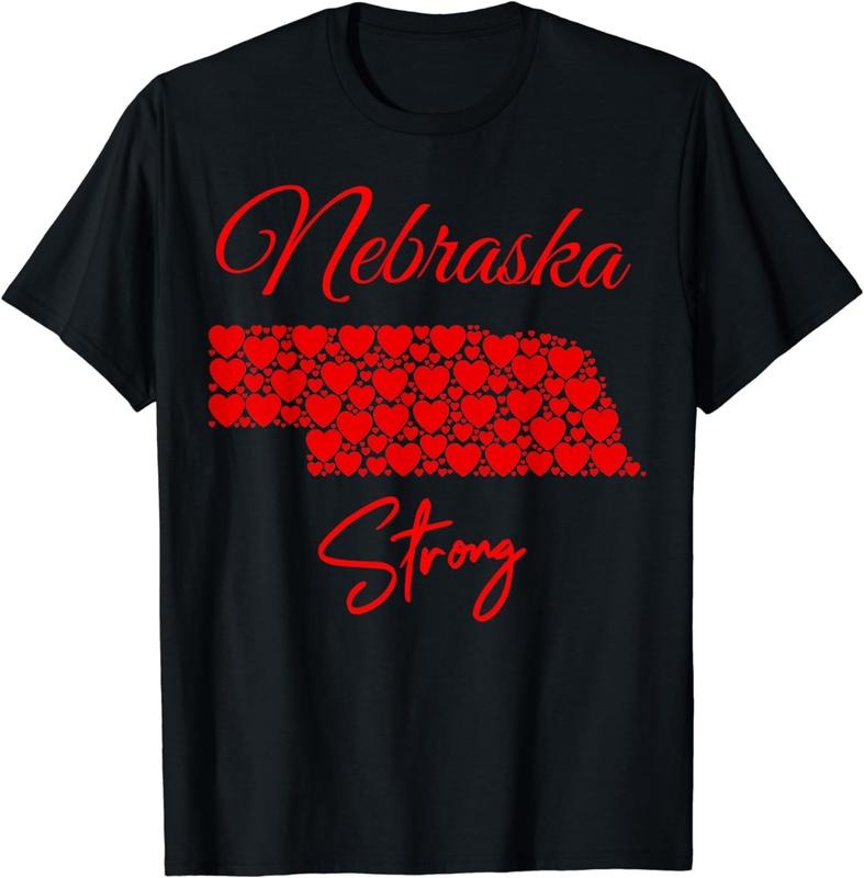 [100% Cotton] Nebraska Strong Red Hearts Map Shirt T-Shirts, Hoodie, Sweatshirt - T-Shirt, Sweatshirt, Hoodie