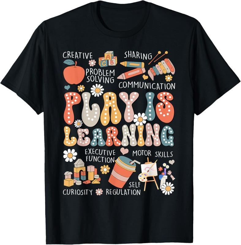 100% Cotton Play Is Learning Funny Preschool Kindergarten Teacher T-Shirts, Hoodie, Sweatshirt - T-Shirt, Sweatshirt, Hoodie