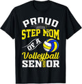 100% Cotton Proud Step Mom Volleyball Senior 2025 Graduation T-Shirts, Hoodie, Sweatshirt - T-Shirt, Sweatshirt, Hoodie