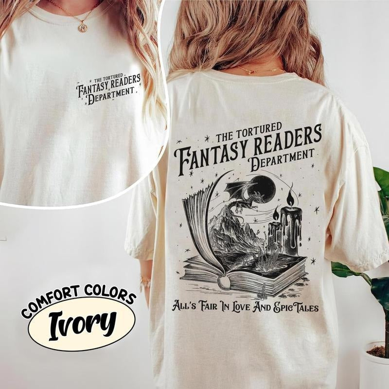2 Sided Fantasy Reader Society Shirt Fantasy Book Lovers Romance Readers Vintage Girlie Bookish Shirt T-Shirts, Hoodie, Sweatshirt - T-Shirt, Sweatshirt, Hoodie